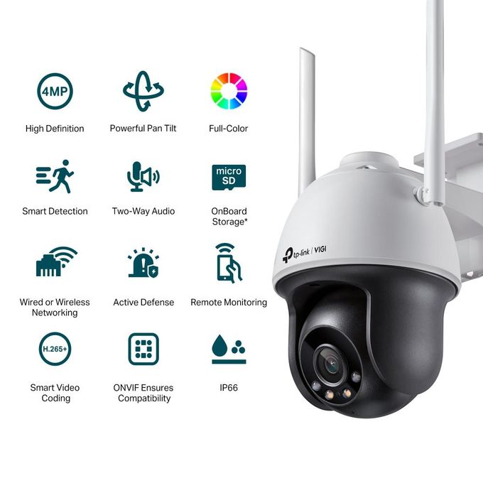 Caméra de surveillance TP-Link IP & Wifi - VIGI C540-W - 4mm - 4MP - Full Color - IA - IP66 - avec fonction panoramique et inclinaison - TPlink - Onvif