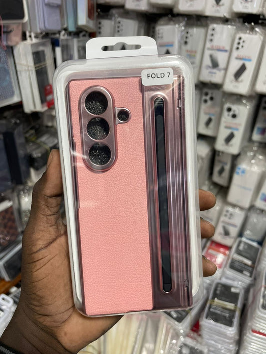 Étui Fourreau Coque En Simili Cuir pour Samsung Galaxy Fold 7 Couleur Rosé