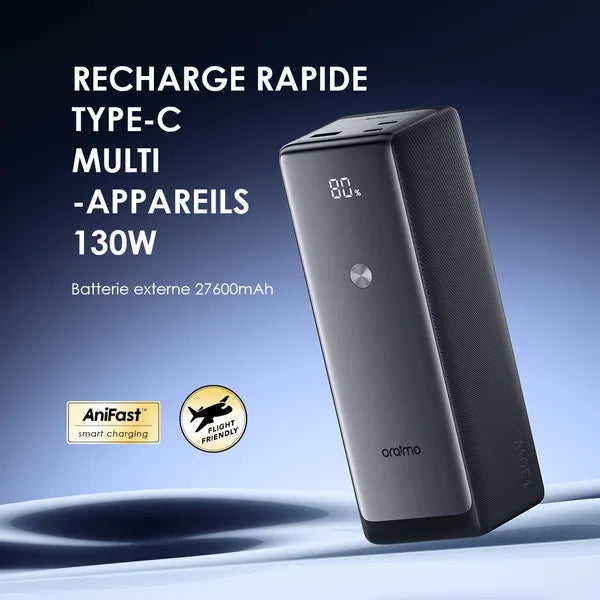 Power Bank Oraimo Power Jet130 - 27600Mah - Charge Rapide 130W - Avec Multi Port