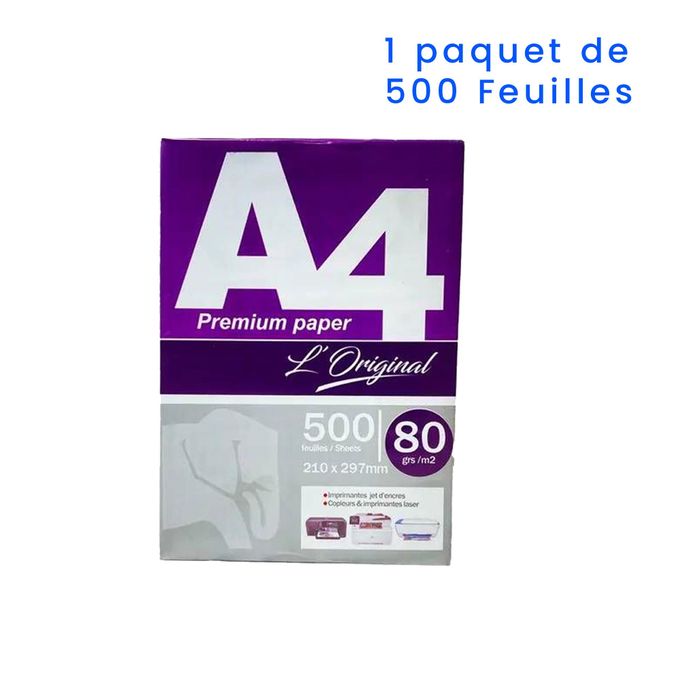 Papier Rame A4, 1 Paquet 500 Feuilles - 80 GM - L original