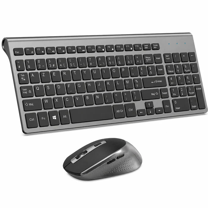 Clavier Joyaccess Gris Noir - Azerty avec Pavé Numerique Sans Fil plus Souris Pour Ordinateur, iMac, Tablette