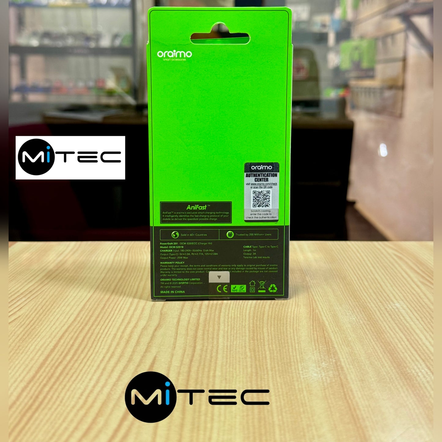 Chargeur Oraimo 25W Type C Vers Type C Neuf Original