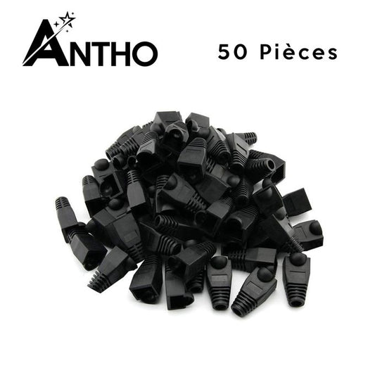 ANTHO Lot De 50 Manchons RJ-45 Noir - RJ45