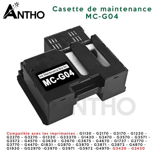 Cartouche De Maintenance Canon MC-G04 - G3430 - G2430 - G1330 G3370 G1430 G2470 G3470 G3471 G3472 G4470 G1530 G2570