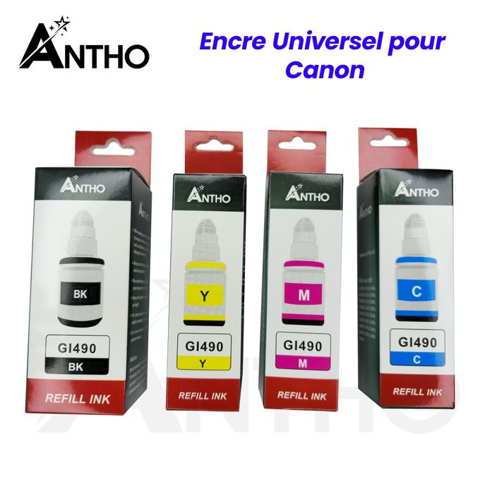 ANTHO Kit Recharge D'Encre 4 Couleurs - Noir/Rouge/Jaune/Bleu -