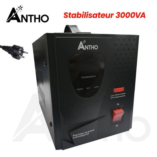 ANTHO Stabilisateur 3000VA - 3000 VA - SDR-3000 - Prise FR