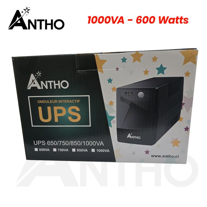 Onduleur  Antho 1000Va - 600W - 12V7A - 2 Prises - Fr - 50Hz - 230Vac - 1000 Va