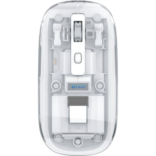 Souris sans fil - NCTS - WM23 - Bluetooth + USB Sans fil - Transparente - Batterie rechargeable - Blanc