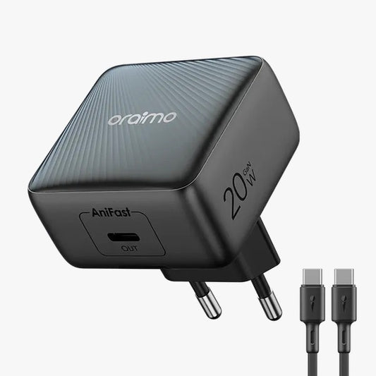 Chargeur Oraimo 20W - Avec Câble Type-C Vers Type-C - PowerCube 20 Chic Kit de chargeur Mural GaN