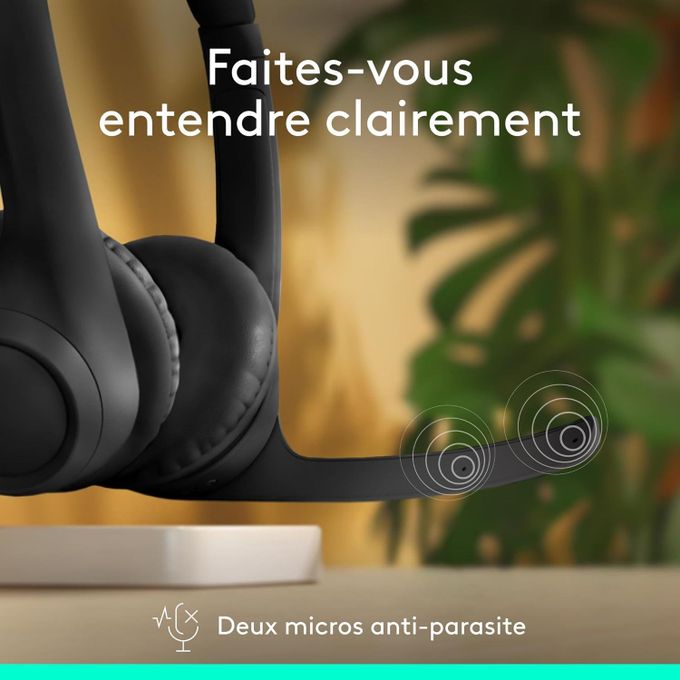 Casque Logitech Zone 300 Casque Bluetooth sans Fil avec Microphone Anti-Parasite, Compatible avec Windows, Mac, Chrome, Linux, iOS, iPadOS, Android - Noir