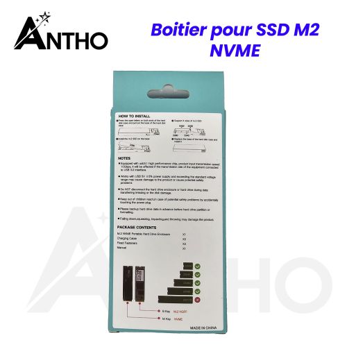 Boitier ANTHo  pour disque dur SSD M2