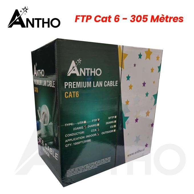 Rouleau De Cable FTP CAT 6 ANTHO - 305 Mètres - Bleu - 305m - 305 M