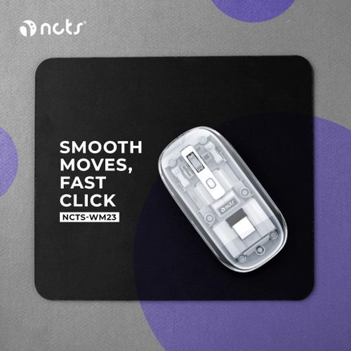 Souris sans fil - NCTS - WM23 - Bluetooth + USB Sans fil - Transparente - Batterie rechargeable - Blanc