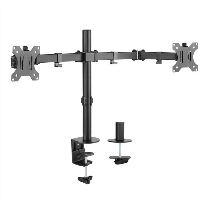 Support Double Écran Réglable ANTHO - Pour écran 10" à 32" – Rotation 360° & Inclinaison Ajustable - VESA