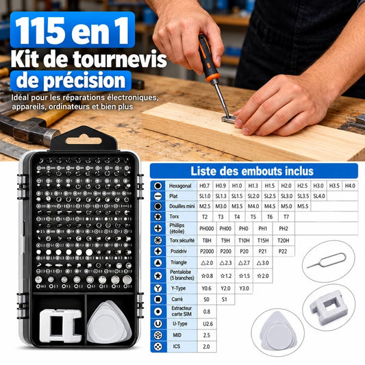 Kit de Tournevis de Précision 115 en 1 Neuf