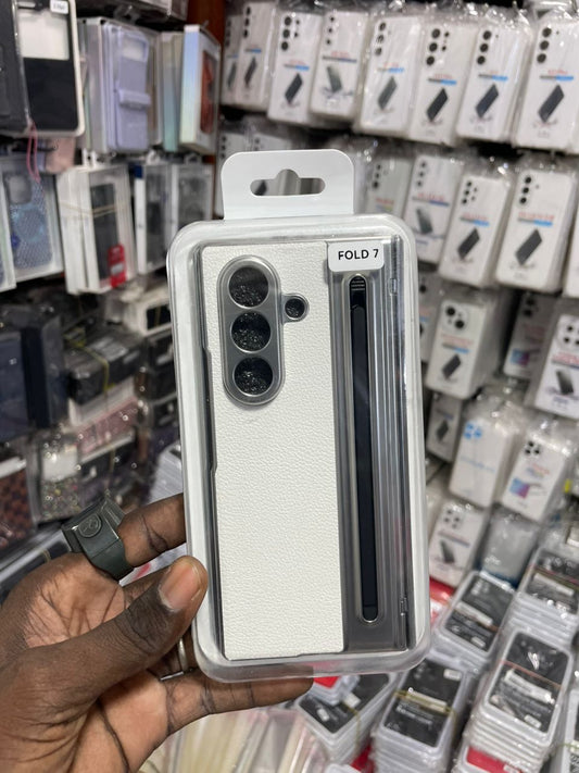 Étui Fourreau Coque En Simili Cuir pour Samsung Galaxy Fold 7 Couleur Blanc