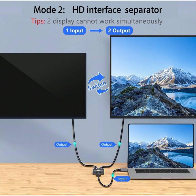 Switch HDMI - Commutateur HDMI - 2 Entrée 1 Sortie - Ultra HD 4K
