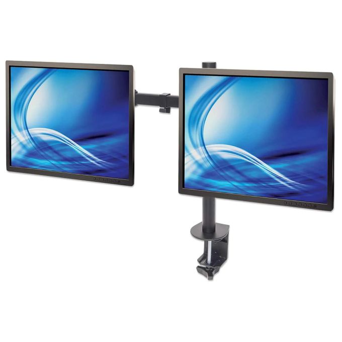 Support Double Écran Réglable ANTHO - Pour écran 10" à 32" – Rotation 360° & Inclinaison Ajustable - VESA