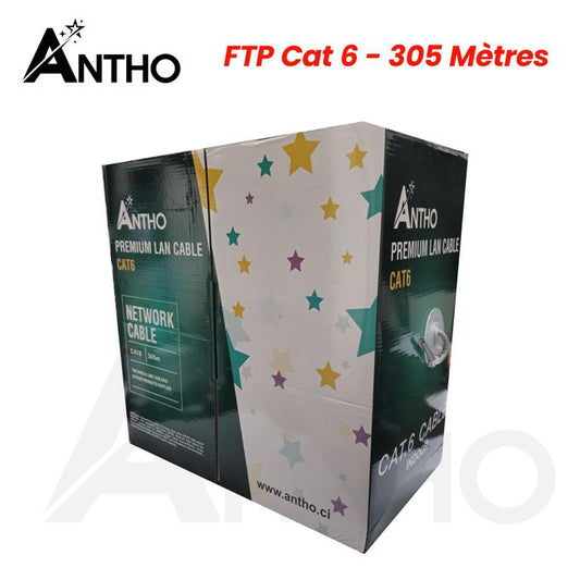 Rouleau De Cable FTP CAT 6 ANTHO - 305 Mètres - Bleu - 305m - 305 M
