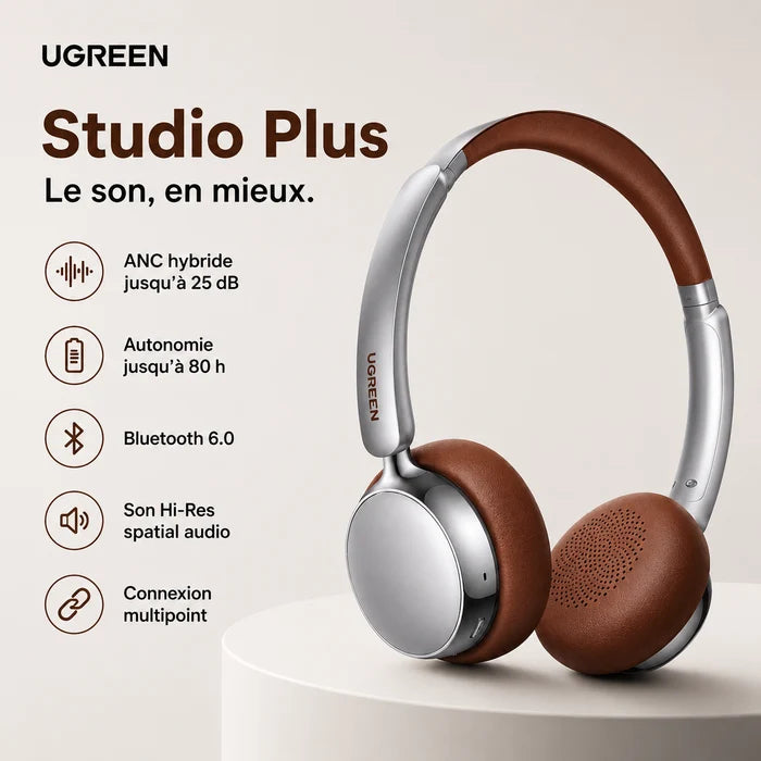 Casque Bluetooth Ugreen Studio Plus Neuf - ANC Hybrid Original - 80H d’Autonomie