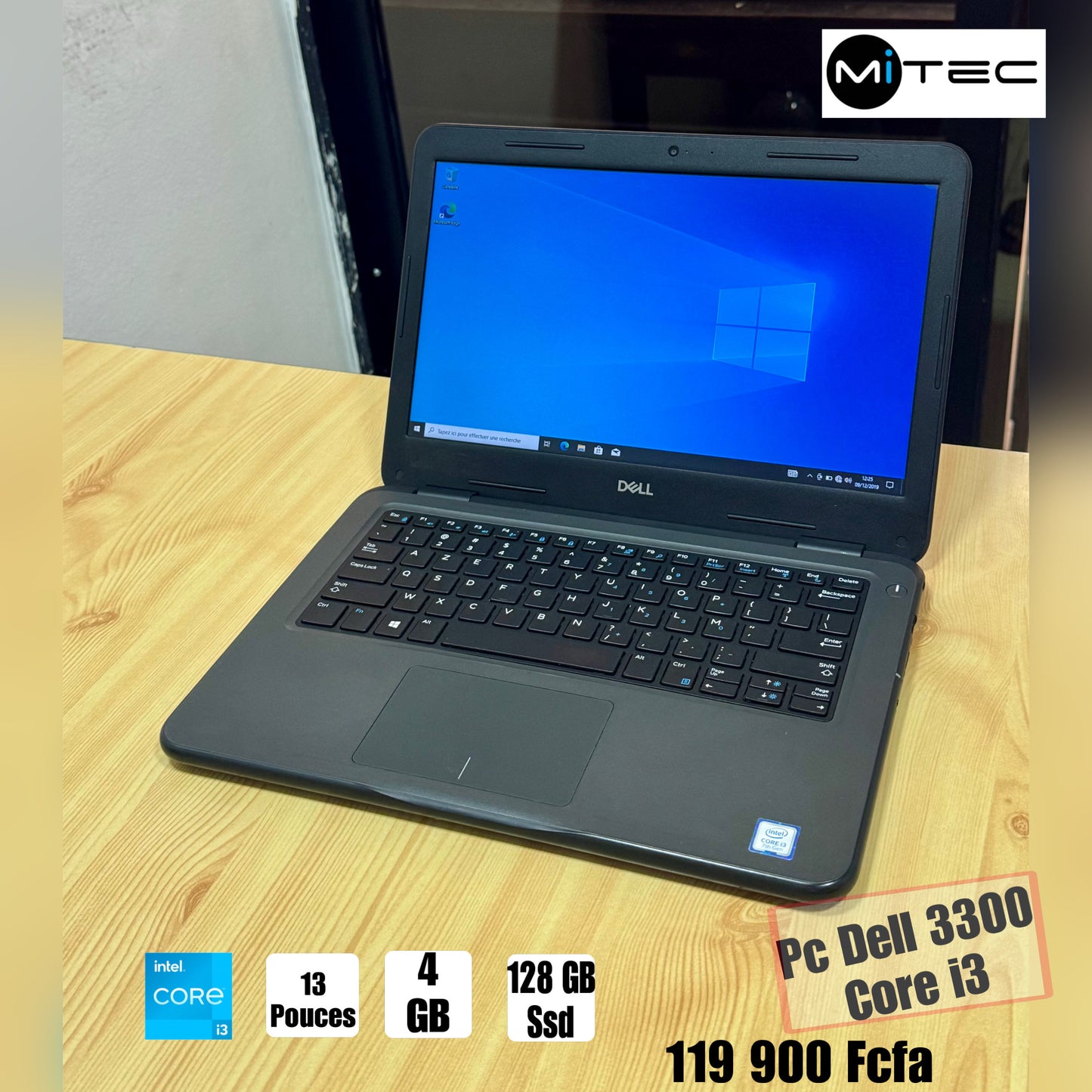Pc Dell 3300 Core i3 - 4 GB - 128 GB Ssd - Sac + Souris + clé Offert