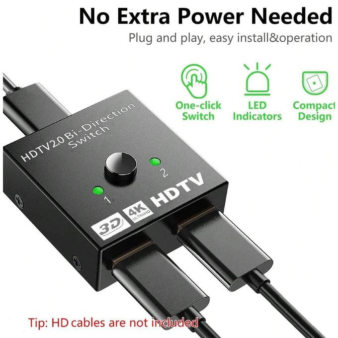 Switch HDMI - Commutateur HDMI - 2 Entrée 1 Sortie - Ultra HD 4K
