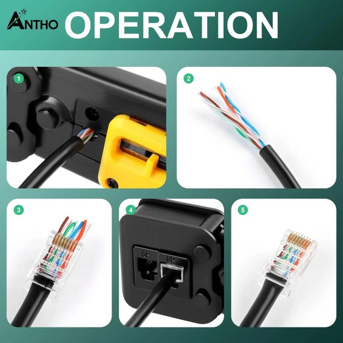 Pince à sertir ANTHO RJ-45 - RJ45 - RJ11 - RJ-11 - - Passthrough - Traversant & Normal - Professionnel - Solide