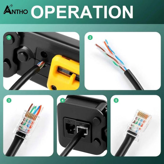 Pince à sertir ANTHO RJ-45 - RJ45 - RJ11 - RJ-11 - - Passthrough - Traversant & Normal - Professionnel - Solide