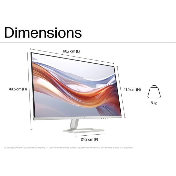 Écran Hp Full HD 32 pouces Série 5 - 532sf - 32" - 100Hz - 1920 x 1080 - HDMI - VGA - 7MS - Inclinaison - Ecran
