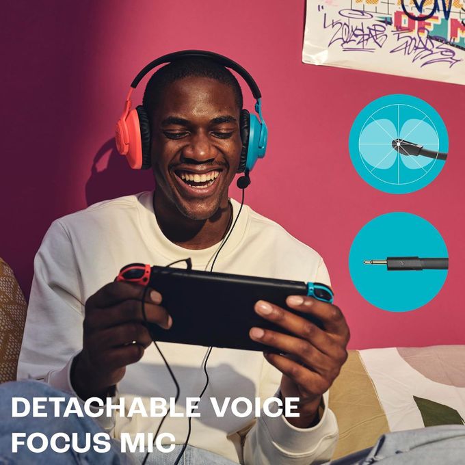Casque JBL Quantum 100N – Casque de gaming filaire – avec Microphone à perche détachable – Jack 3.5 mm - Compatible Audio 3D PS5 - Compatible PC / Mac / Consoles / Mobiles