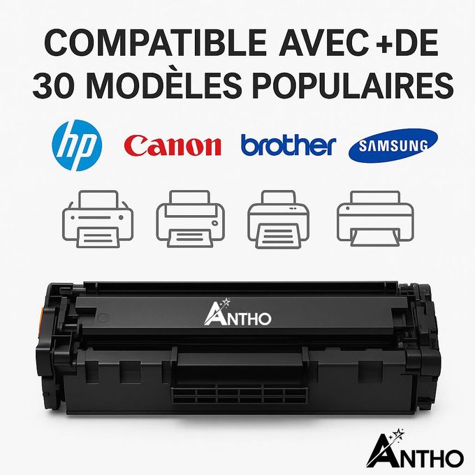 Lot de 5 Toners compatible 30A ANTHO - CF230A - Ant - Noir