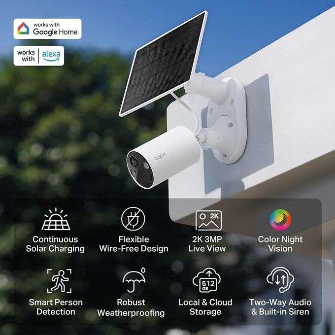 TP-Link Caméra De Surveillance Wifi - Tapo C410 Kit + Panneau Solaire - 2K - Batterie - Vision Nocturne - 3 MP