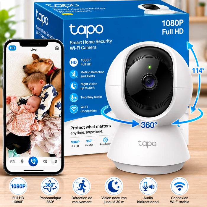 Caméra de Surveillance Neuve Tapo TC70, 360° Full HD 1080p - Ks