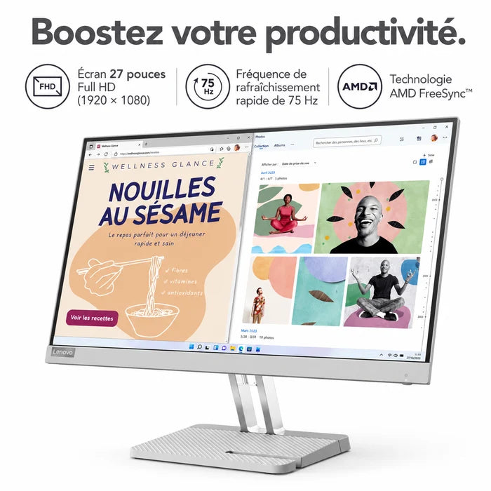 Ecran Lenovo L27e-40 27″ Full HD – 100 Hz, AMD FreeSync, HDMI - 27 Pouces - ks