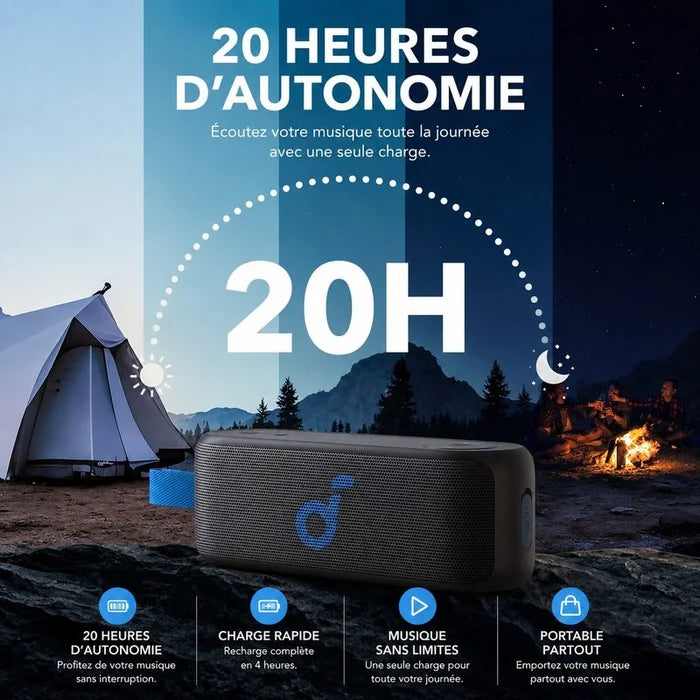 Enceinte Bluetooth Portable Soundcore Select 3 Original –  16W Étanche IPX7 - Jusqua 20h Autonomie