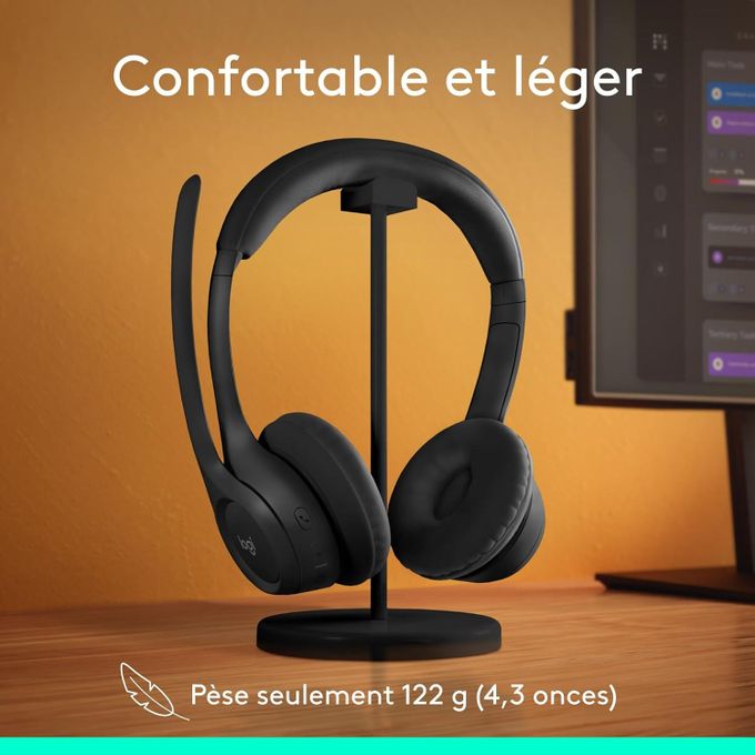 Casque Logitech Zone 300 Casque Bluetooth sans Fil avec Microphone Anti-Parasite, Compatible avec Windows, Mac, Chrome, Linux, iOS, iPadOS, Android - Noir