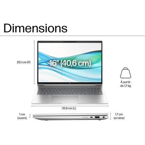 PC HP Portable Probook 460 G11 Neuf - Core Ultra 5- 15ème Gen - 16 Pouces - 8GB DDR5 - 512GB SSD  - Win 11 - Azerty d'origine - Rétro-éclairer