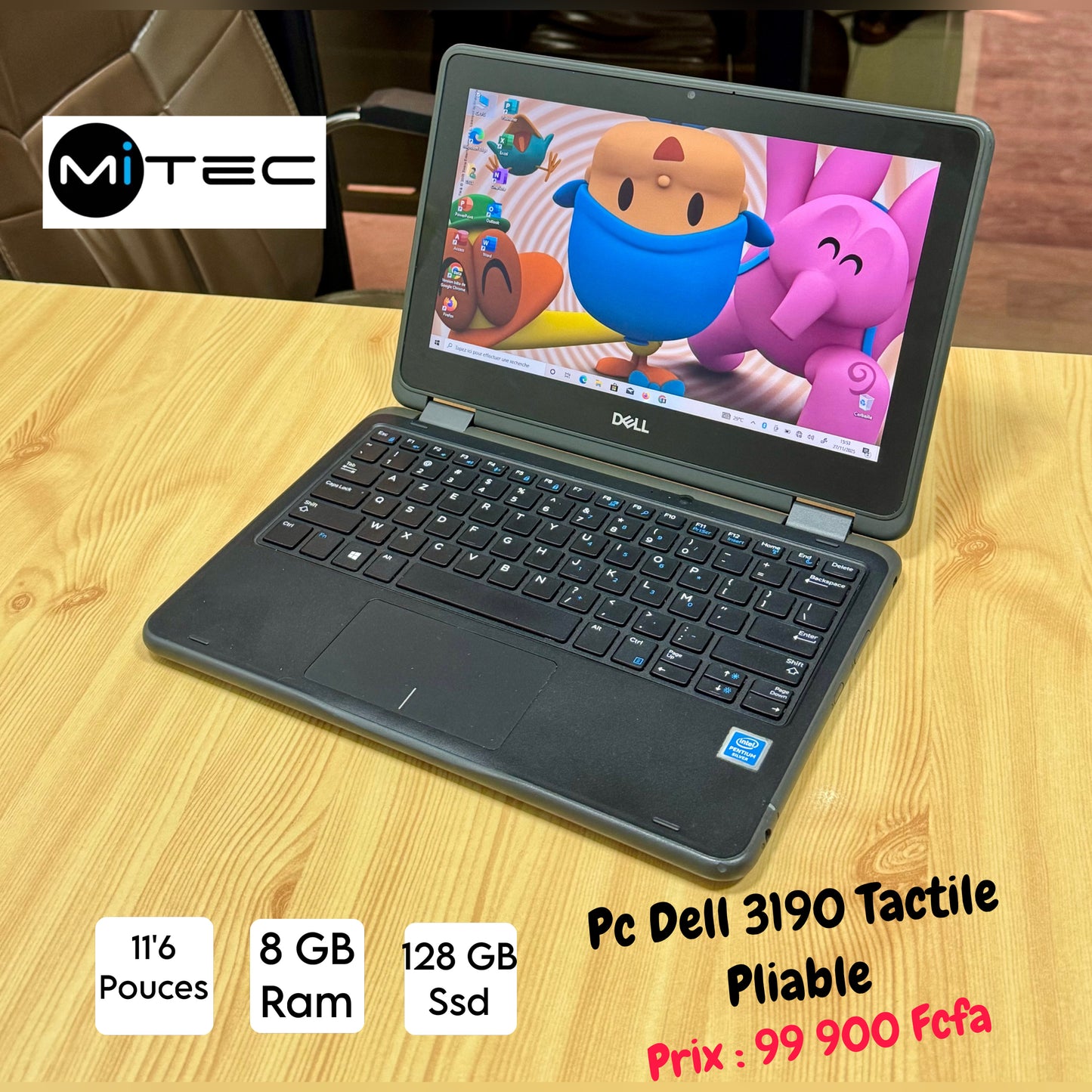 Pc Dell 3190 Écran Tactile - Pliable-  11' 6 Pouces - 8 GB - 128 GB Ssd - Sac Offert - Souris Offert - Clé Usb Offert