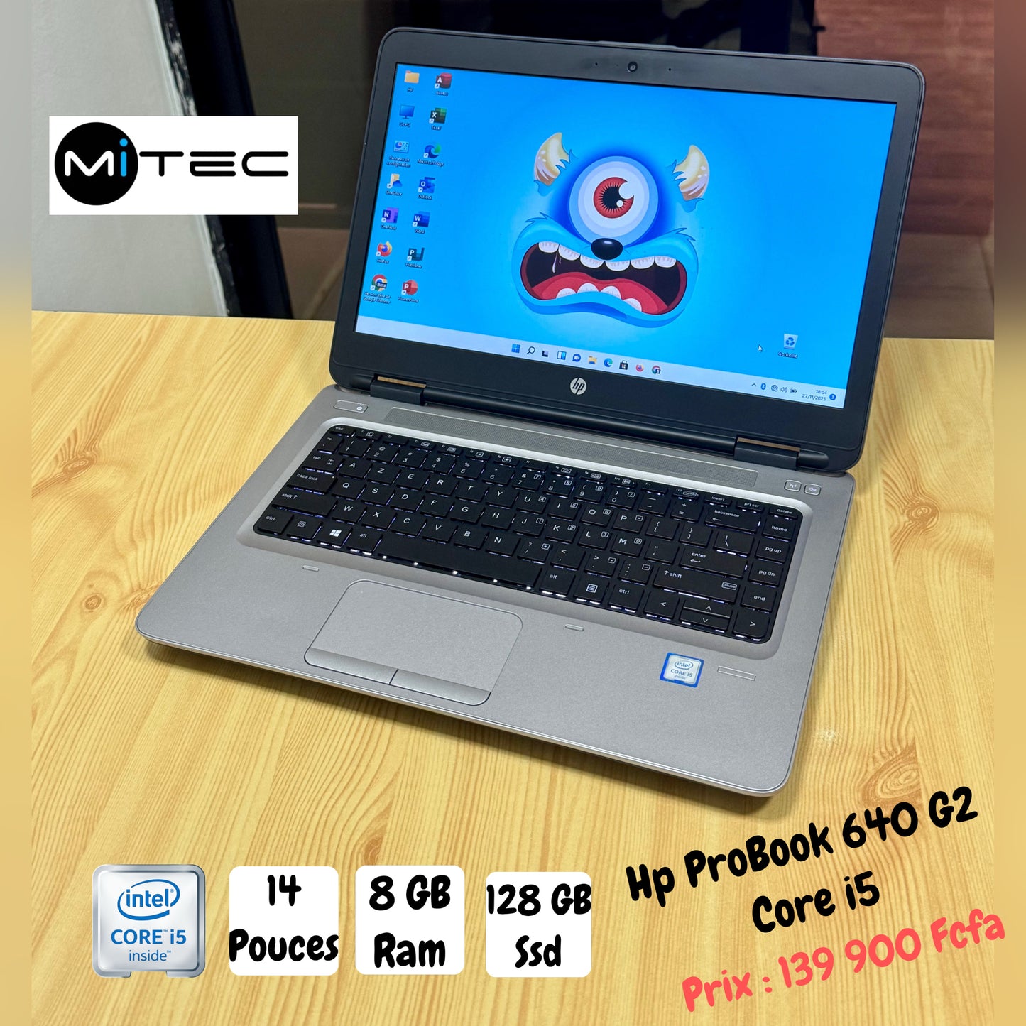 Hp ProBook 640 G2 Core i5 - 8 GB - 128 GB Ssd - Clavier Rétro Éclairé - 14 Pouces - Sac Offert - Souris Offert - Clé Usb Offert