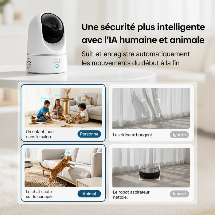 Caméra de Surveillance Neuve Intelligente Eufy 2K 360° avec Détection IA E220
