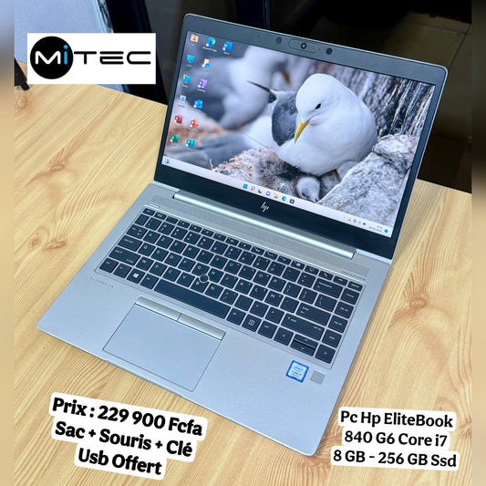 Hp EliteBook 840 G6 Core i7 - 8 GB - 256 GB Ssd - 14 Pouces -  Clavier Rétro éclairé - Sac + Clé USB + Souris Offert