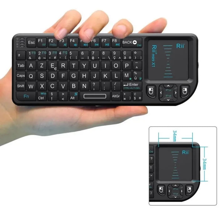 Mini Clavier Azerty Sans Fil avec Pavé Tactile Pour Ordinateur, Télévision, SmartPhone, Tablette, Console, Box TV -ks