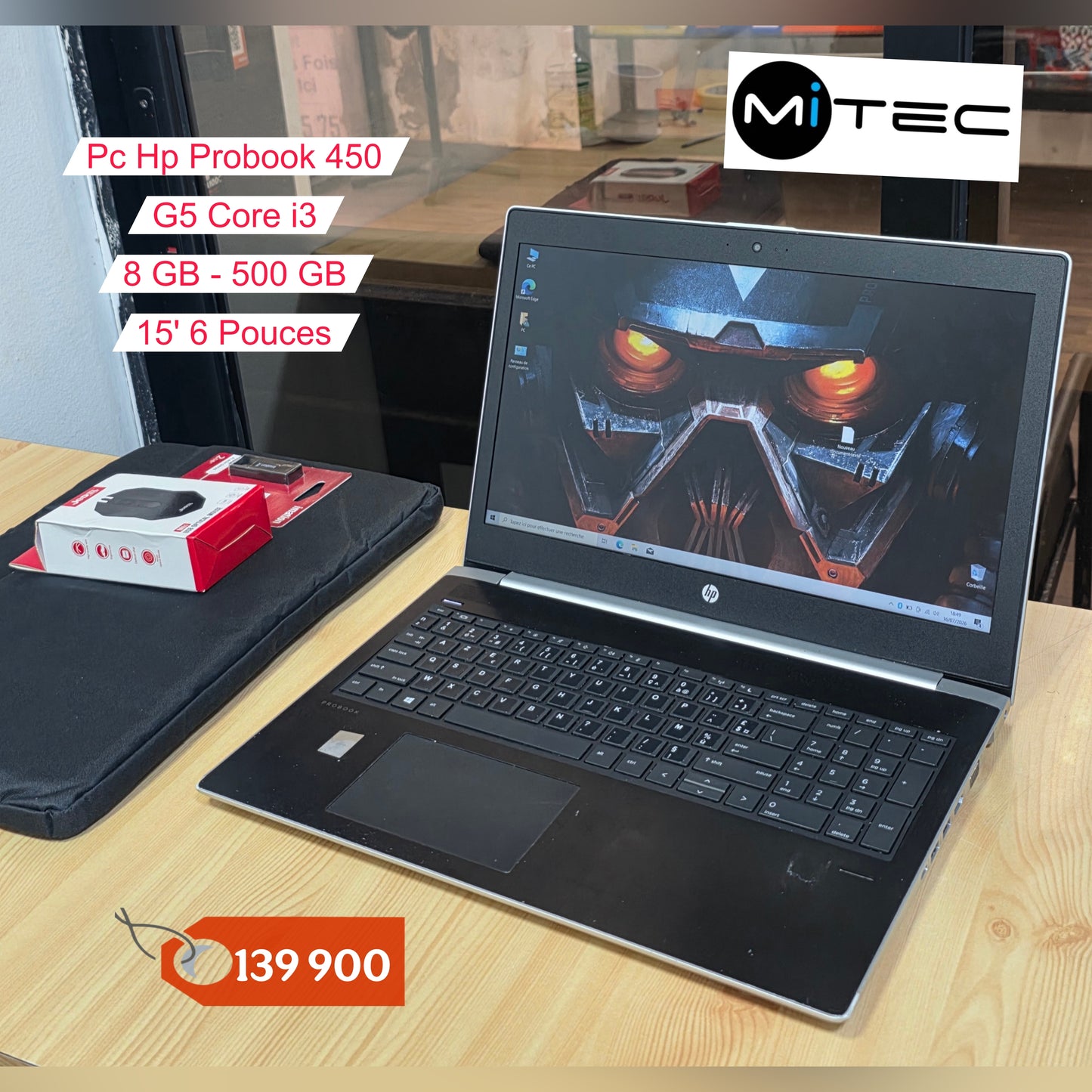 Pc Hp Probook 450 G5 Core i3 - 8 GB - 500 GB - 15'6 Pouces - Sac + Souris + Clé USB Offert