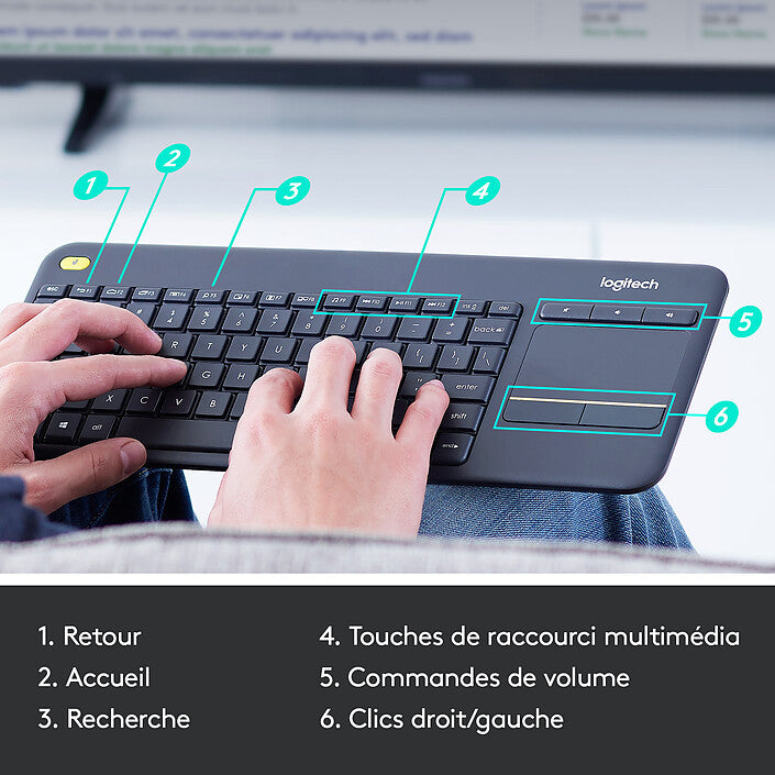 Clavier Logitech K400 Plus avec Pavé Tactile Neuf