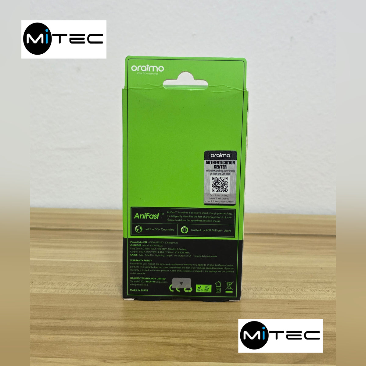 Chargeur Rapide Original Neuf Oraimo 20W  – Câble USB-C vers Lightning - Chargeur20W Type-C Vers Bout iPhone