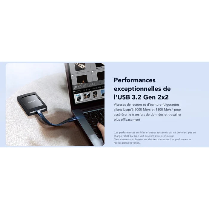 Disque Dur 1 Tera SSD Externe Portable Lexar SL500 USB 3.2 Type C - 1000 Go