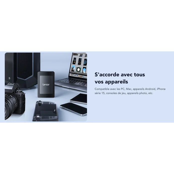 Disque Dur 1 Tera SSD Externe Portable Lexar SL500 USB 3.2 Type C - 1000 Go
