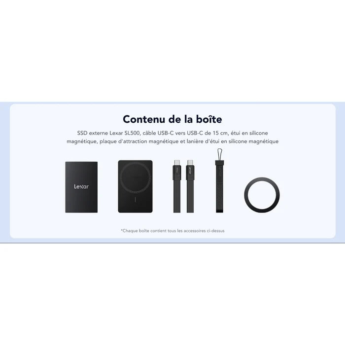 Disque Dur 1 Tera SSD Externe Portable Lexar SL500 USB 3.2 Type C - 1000 Go