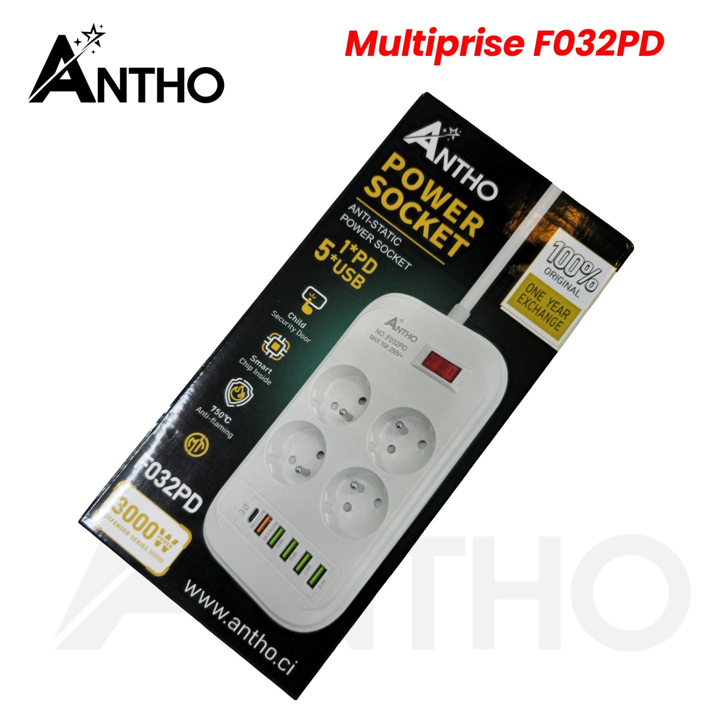 Multiprise Antho F032PD Neuf