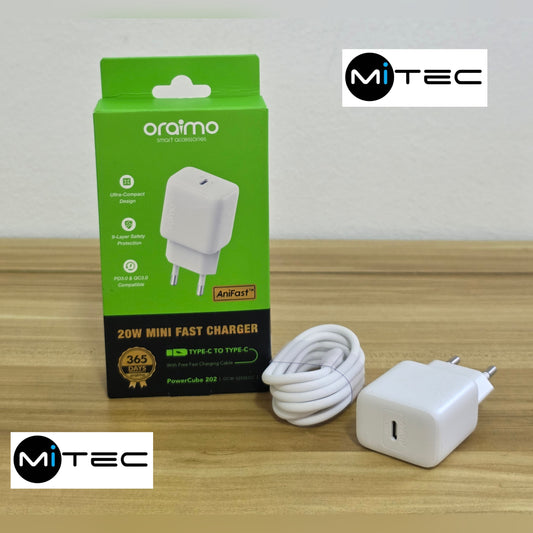 Chargeur Téléphone Et Tablette Oraimo Neuf Original Charge Rapide 20 W – USB-C vers USB-C - Type C Vers Type C - 20W - Chargeur20W